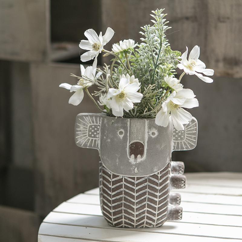 retro koala cement vase, view 6 - MRSLM