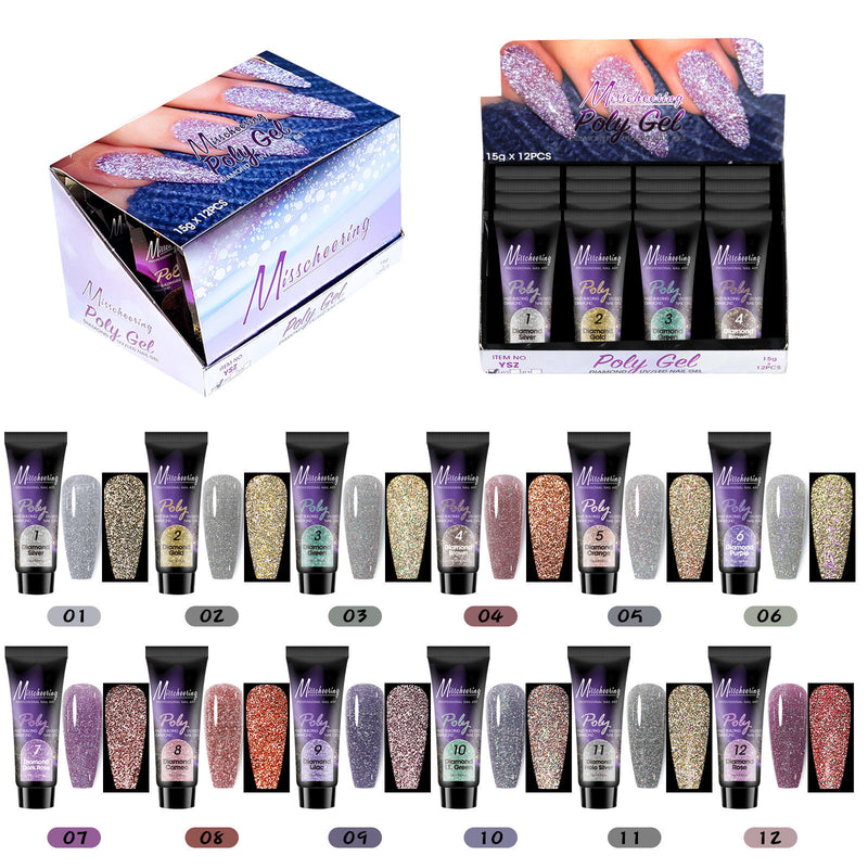 12 color sequin nail extension set, view 5 - MRSLM
