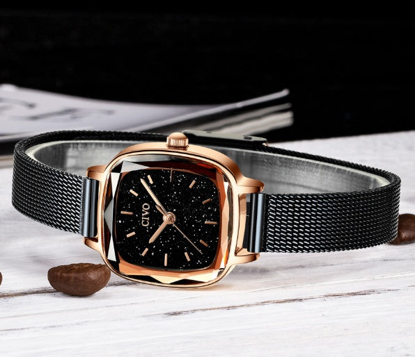 square ladies mesh band watch, view 5 - MRSLM
