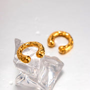chunky gold ear cuff with hammered texture, view 6 - MRSLM