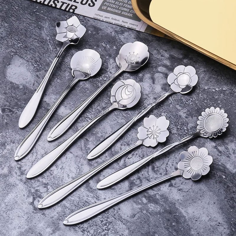flower stainless steel spoon set, view 4 - MRSLM