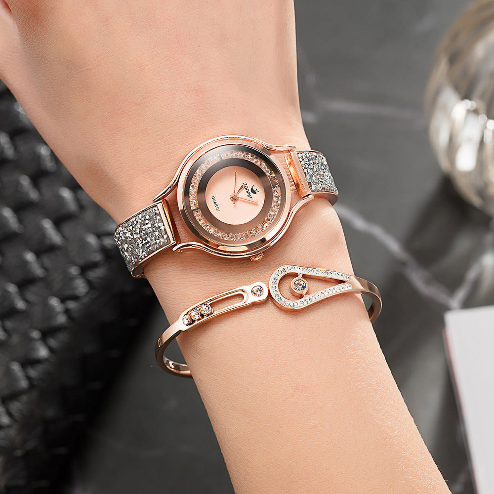 Electroplated watch zircon and diamond necklace