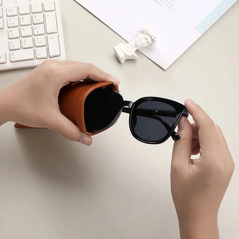 pu leather glasses case with automatic closure, view 7 - MRSLM