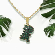 Sterling silver dinosaur pendant necklace, view 3 - MRSLM