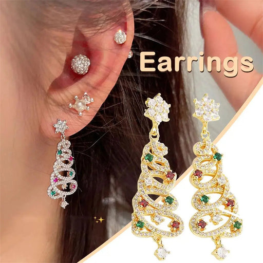 christmas tree zircon tassel earrings - MRSLM