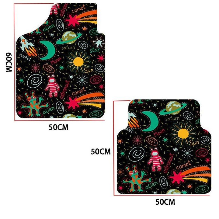 4-Piece Cartoon Pattern Car Floor Mats - Universal Fit for Cars, SUVs, & 7-Seat Commercial Vehicles