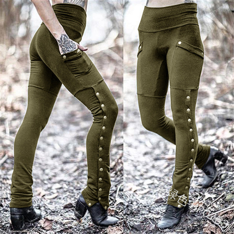 Rivet split pencil pants with pockets, view 3 - MRSLM