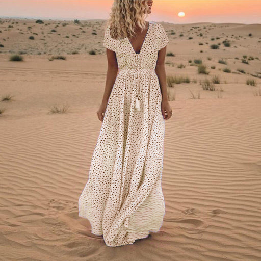polka dot bohemian beach dress, view 12 - MRSLM