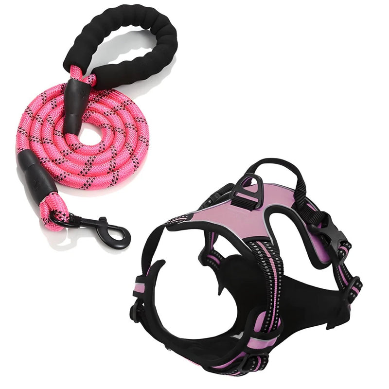 reflective dog harness and leash set, view 30 - MRSLM