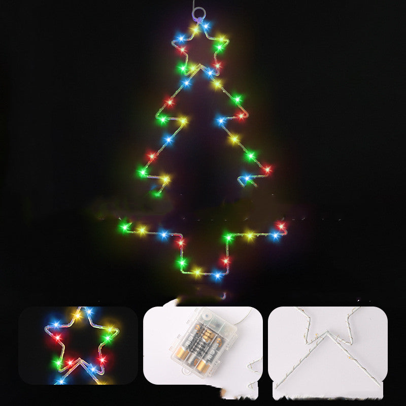 Wrought Iron Christmas Tree Shaped Lantern Festival LED Christmas Garland String Lights Fairy Curtain Light For Home Party Decororatios