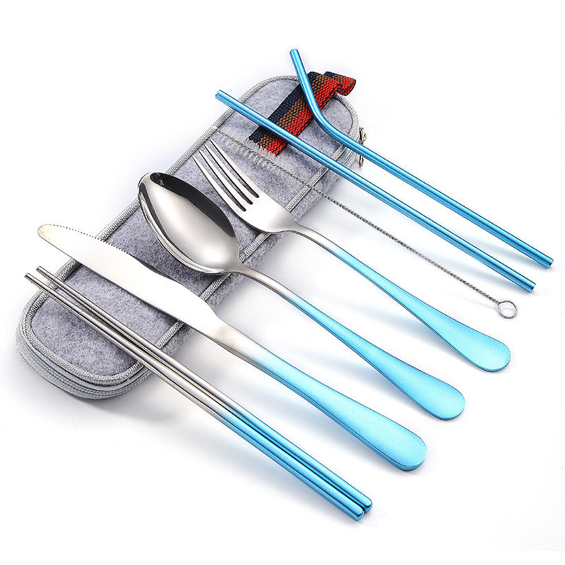 stainless steel knife, fork and spoon straw set, view 6 - MRSLM