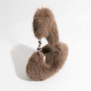 fuzzy faux fur half moon shoulder bag, view 11 - MRSLM
