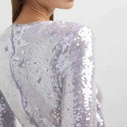 purple sequin mini dress, view 5 - MRSLM
