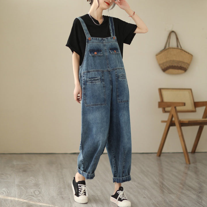 New Real Time Denim Casual Strap Pants For Women