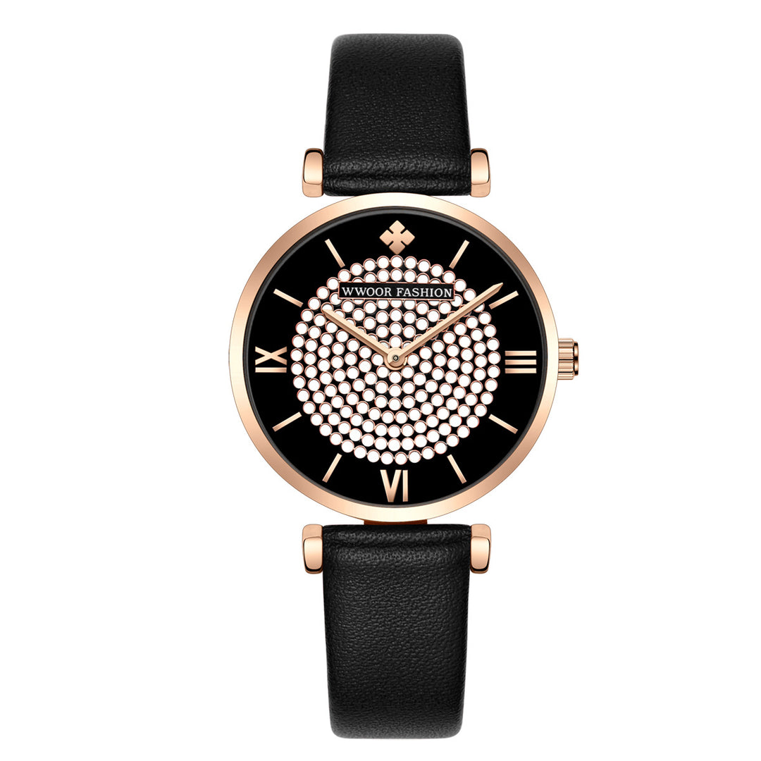 New Fashion Ladies Watch Water Diamond Dial Quartz Belt Waterproof Watch
