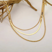 14k gold plated herringbone necklace, view 7 - MRSLM