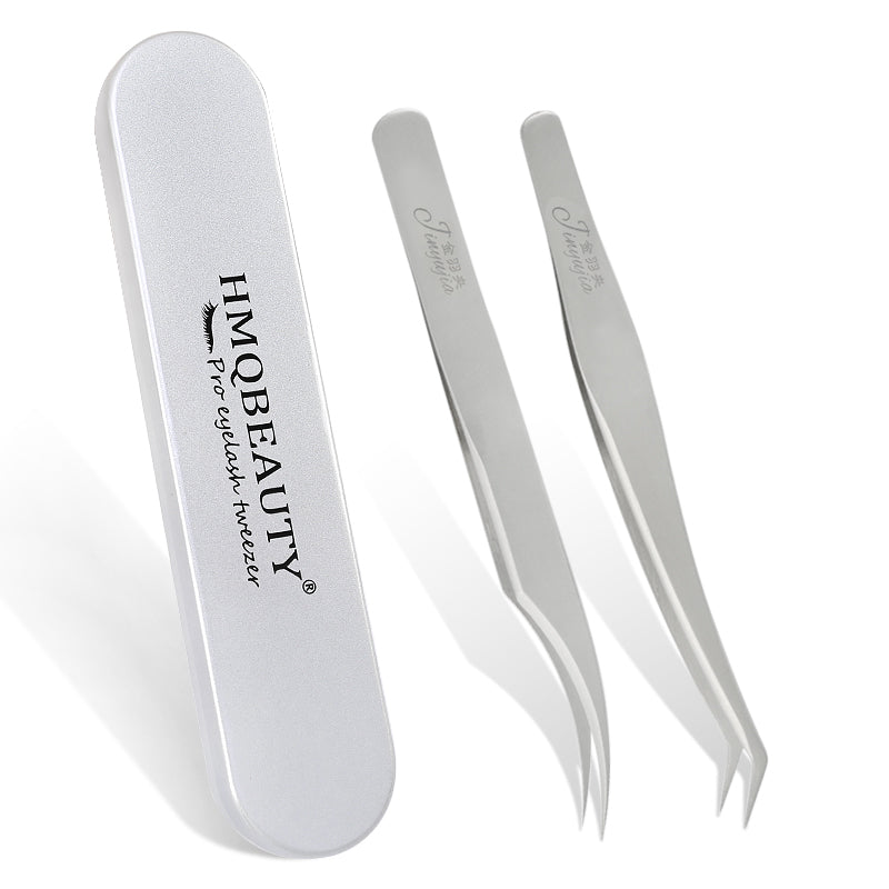 stainless steel eyelash tweezers set, view 2 - MRSLM