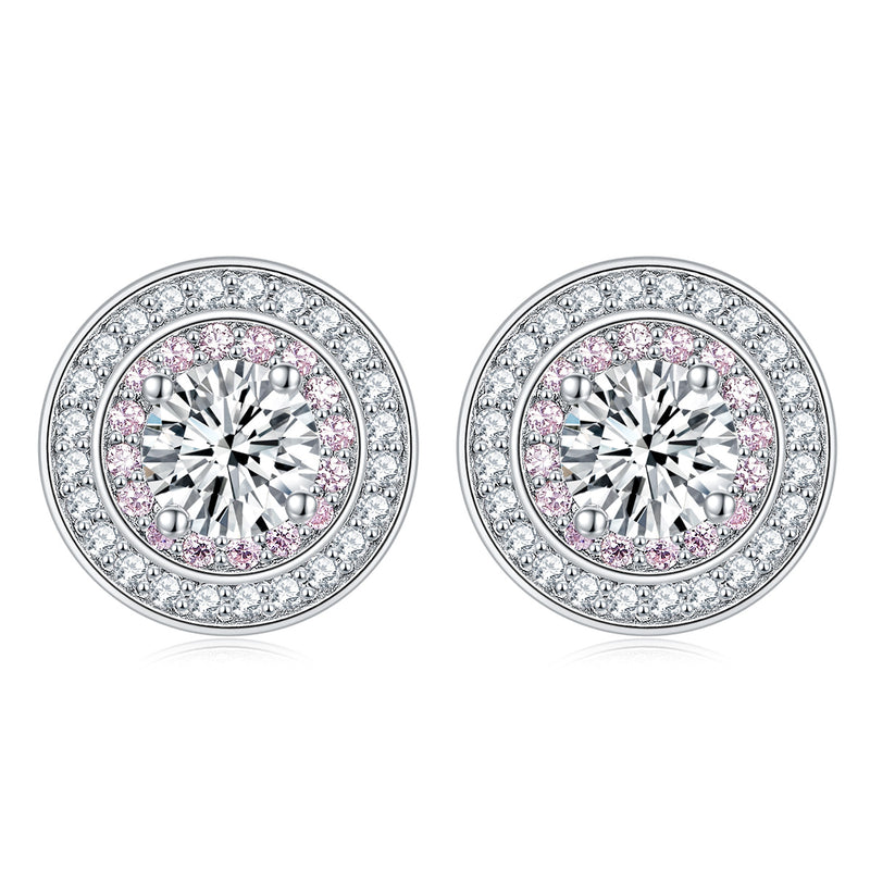Sterling Silver Round Micro Set Zircon Earrings
