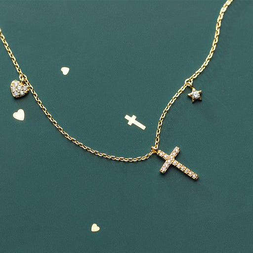 S925 silver cross pendant necklace - MRSLM