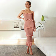 Women's strap pleated maxi dress, view 8 - MRSLM