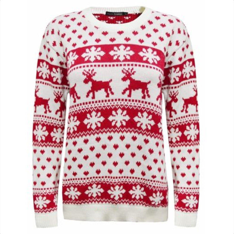 Women's Christmas Reindeer Snowflake Knit Sweater