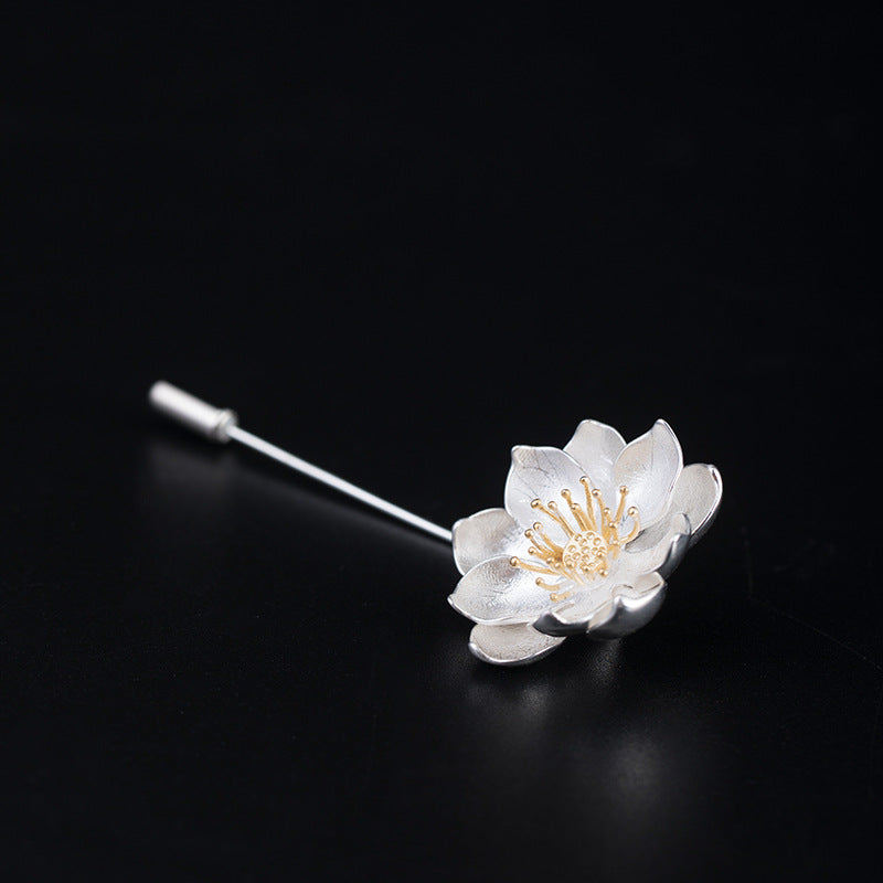 simple lotus collar pin brooch, view 2 - MRSLM