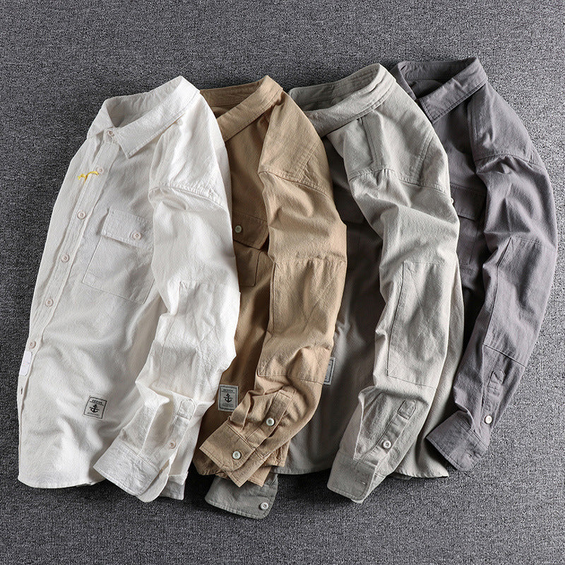 retro washed long-sleeve shirt, view 3 - MRSLM