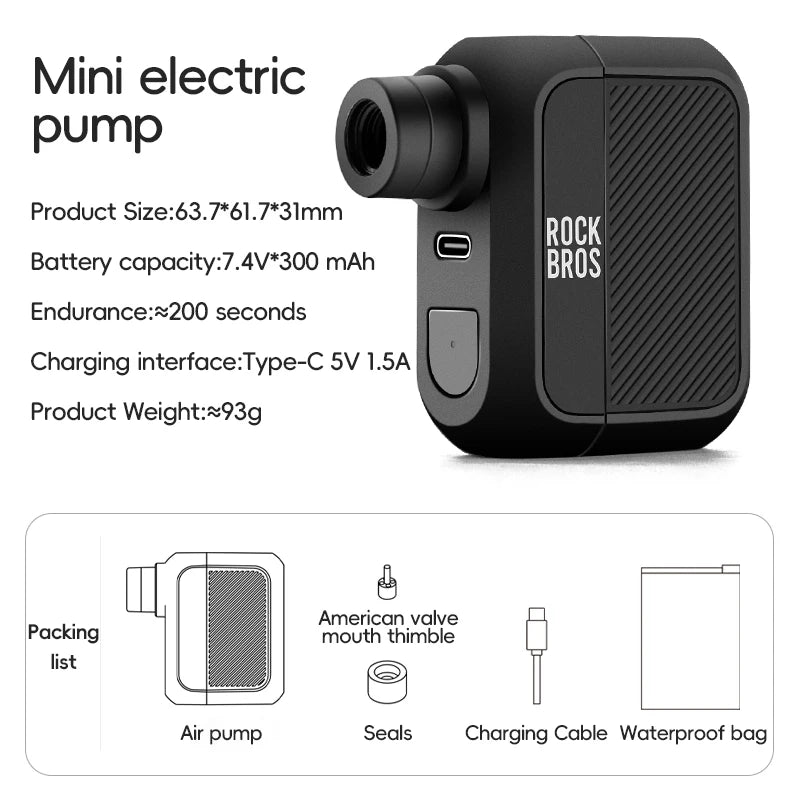 portable mini electric bicycle pump 100psi, view 2 - MRSLM