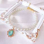 pearl pet collar with rhinestone charm, view 10 - MRSLM