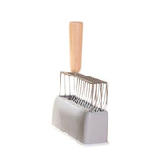 cat litter scoop with wooden handle, view 3 - MRSLM