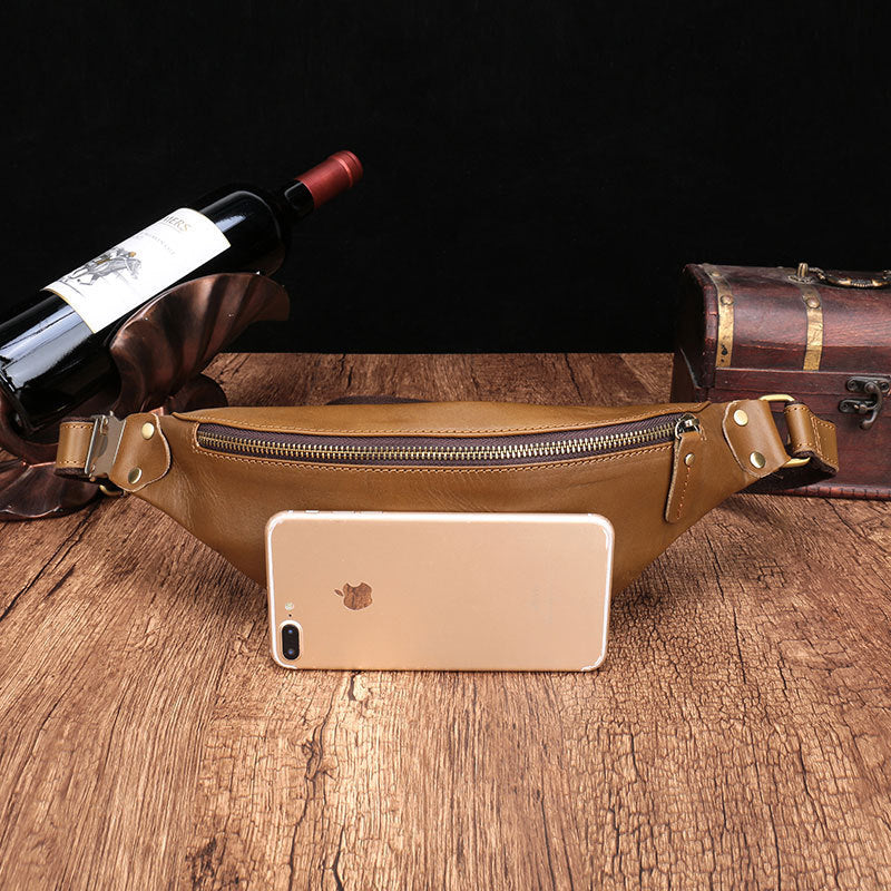 men's leather cell phone belt bag, view 4 - MRSLM
