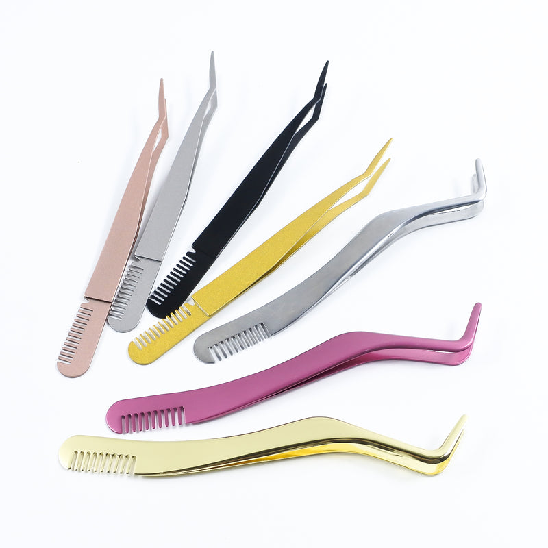 stainless steel eyelash tweezers, view 9 - MRSLM