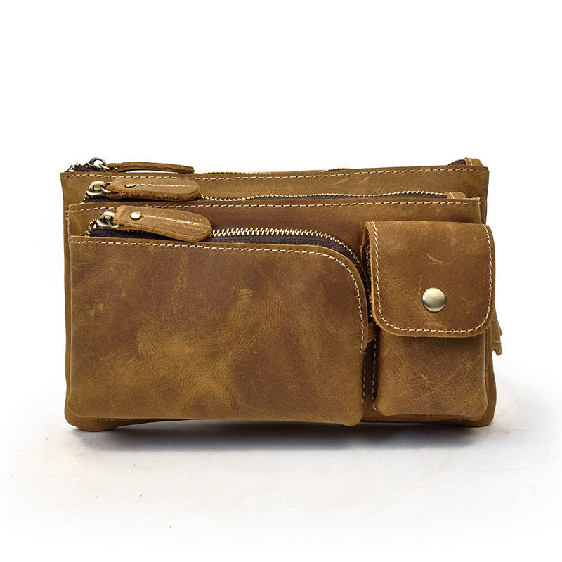 men's cowhide waist crossbody bag, view 10 - MRSLM