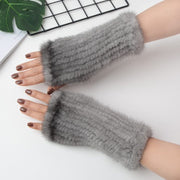 Comfortable winter fur half finger gloves, view 2 - MRSLM