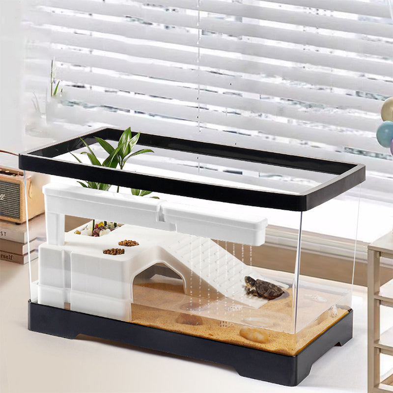 turtle tank with drain and basking platform, view 5 - MRSLM