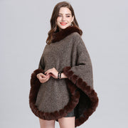 Women's knit cape shawl with batwing sleeves, view 3 - MRSLM