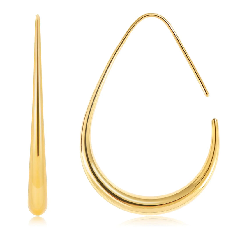 14K gold plated teardrop hoop earrings, view 2 - MRSLM