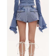 Low waist denim shorts, view 5 - MRSLM