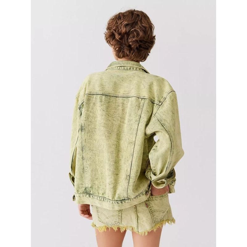 green denim bomber jacket, view 4 - MRSLM