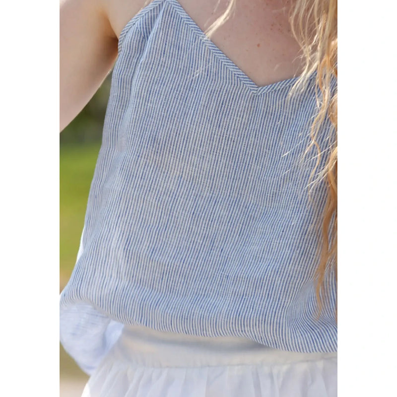 striped linen cami top, view 4 - MRSLM