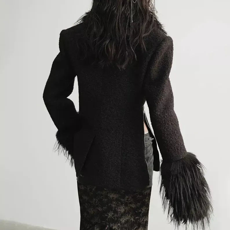 Loose blend coat with turn-down collar, view 5 - MRSLM