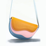 Contrast color crossbody saddle bag, view 3 - MRSLM