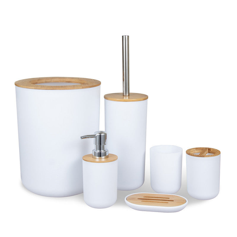 6-piece bamboo bathroom accessories set, view 8 - MRSLM