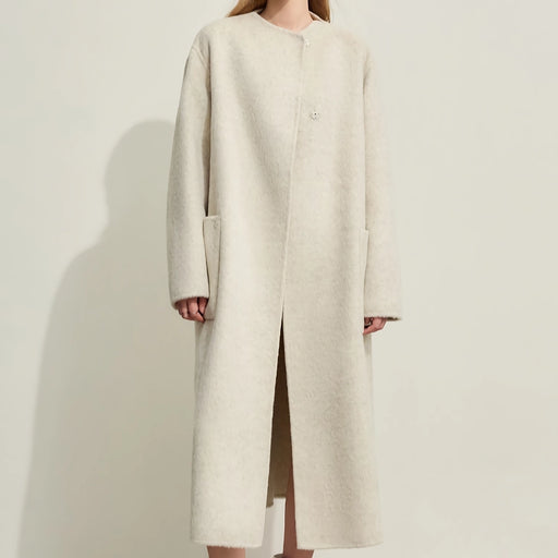 minimalist woolen long coat for women - MRSLM