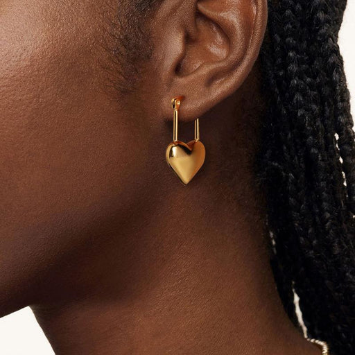 gold plated love heart pendant earrings - MRSLM