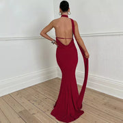 inclined shoulder maxi long dress, view 11 - MRSLM