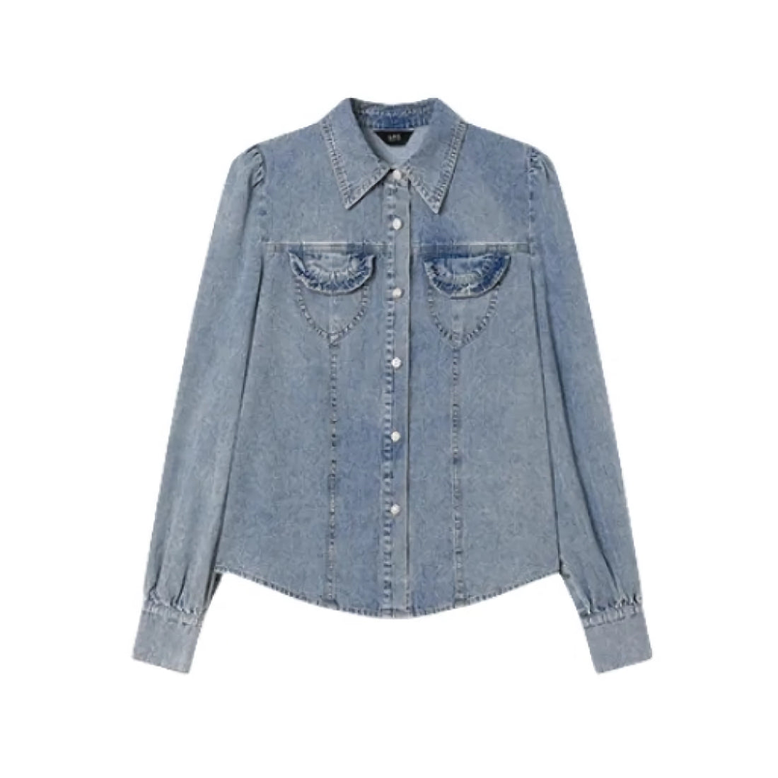 Chic Turn-Down Collar Denim Blouse for Women