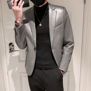 men's slim PU leather jacket, view 2 - MRSLM