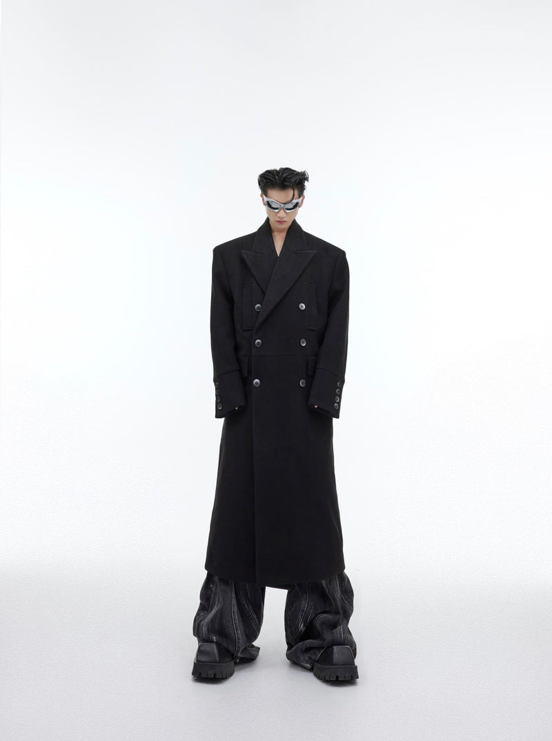 deconstructed wool-look long coat, view 7 - MRSLM