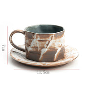 japanese retro ceramic coffee cup and saucer set, view 5 - MRSLM